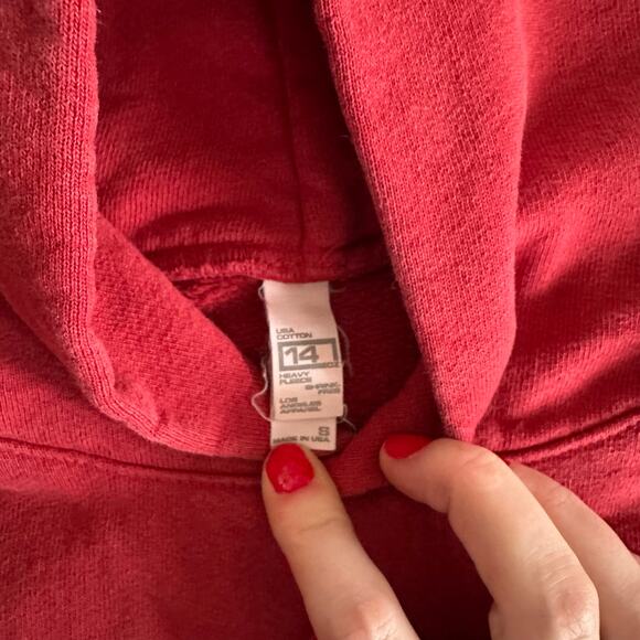 Los Angeles Apparel Heavy Fleece Hoodie Sweatshirt Red SMALL Unisex - Picture 4 of 8